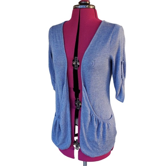 Love Culture Grey/Blue Lightweight Open Cardigan sz M - Picture 1 of 6